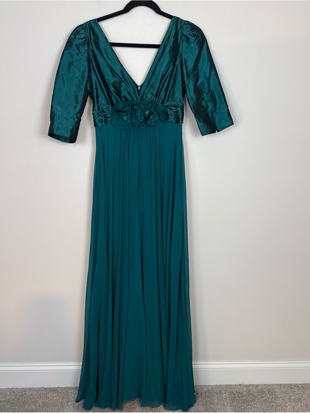 Rickie Freeman 100% Silk Teri Jon Gown Teal Size 4